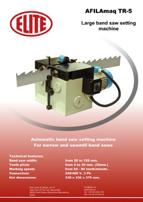 Automatic band saw setting machine for narrow and sawmill band saw ELITE TR 5 leaflet